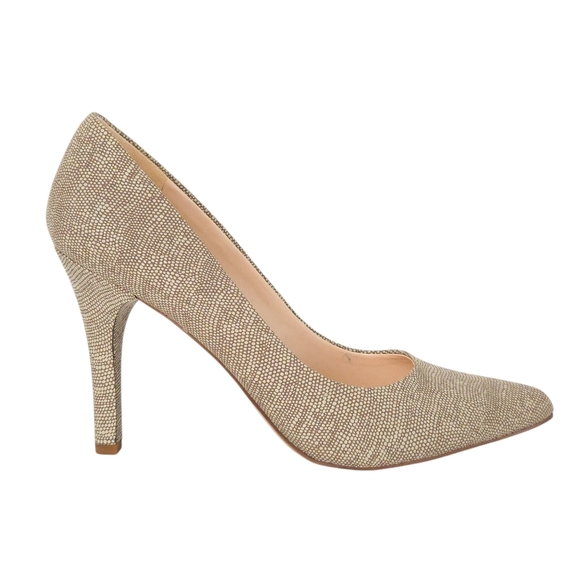 Nine West Beige Brown Snake Print Pointed Toe Gwendle Stiletto Pump High Heels - Picture 1 of 8